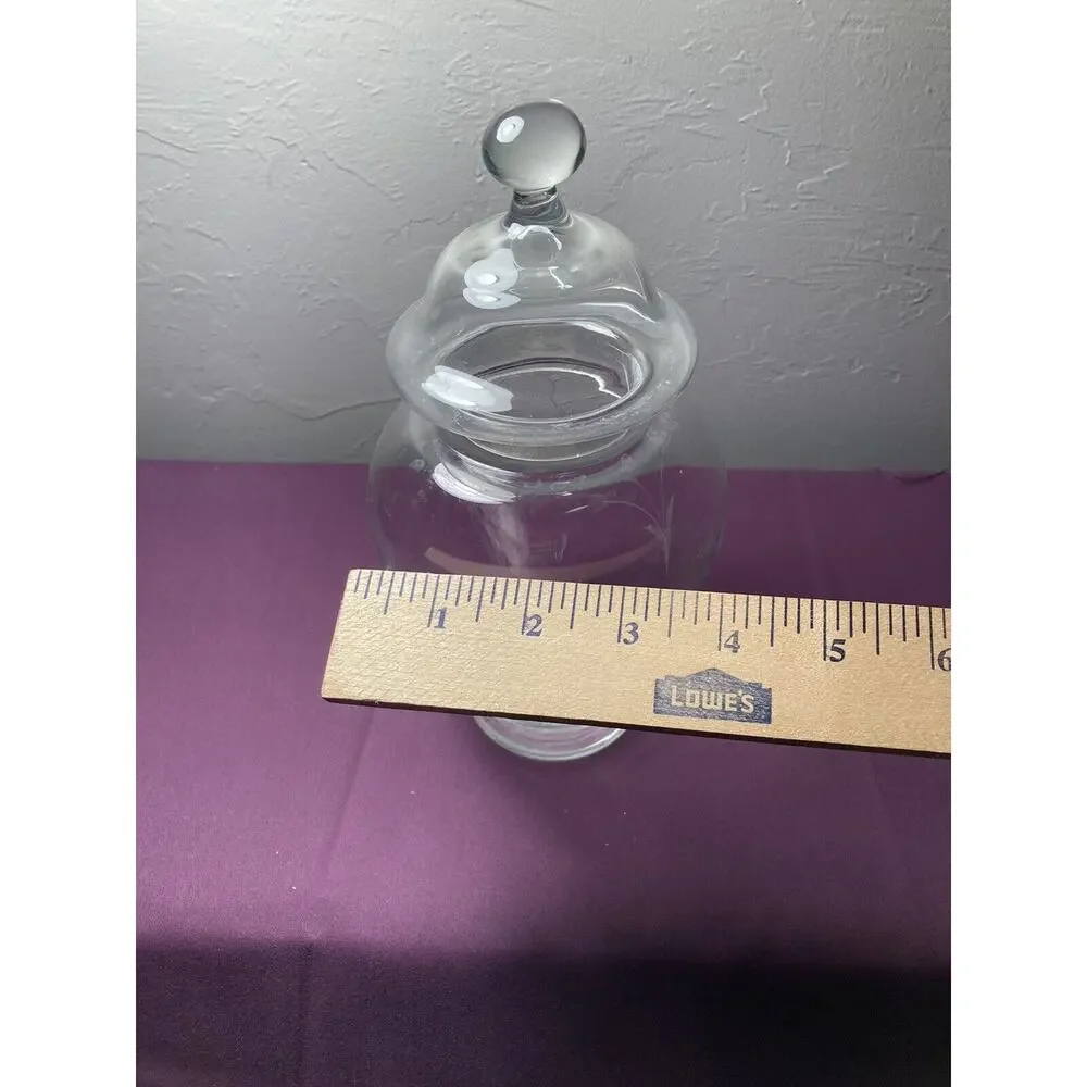 Clear etched glass apothecary jar